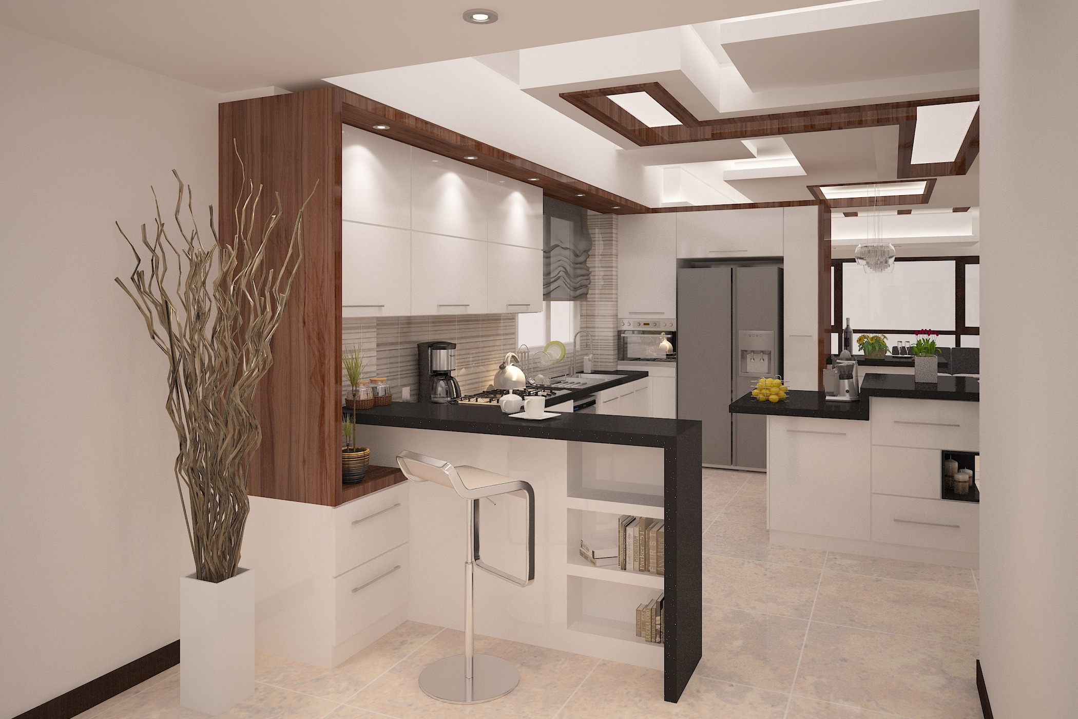 طراحی داخلی آشپزخانه و دکور واحد مسکونی در نیاوران