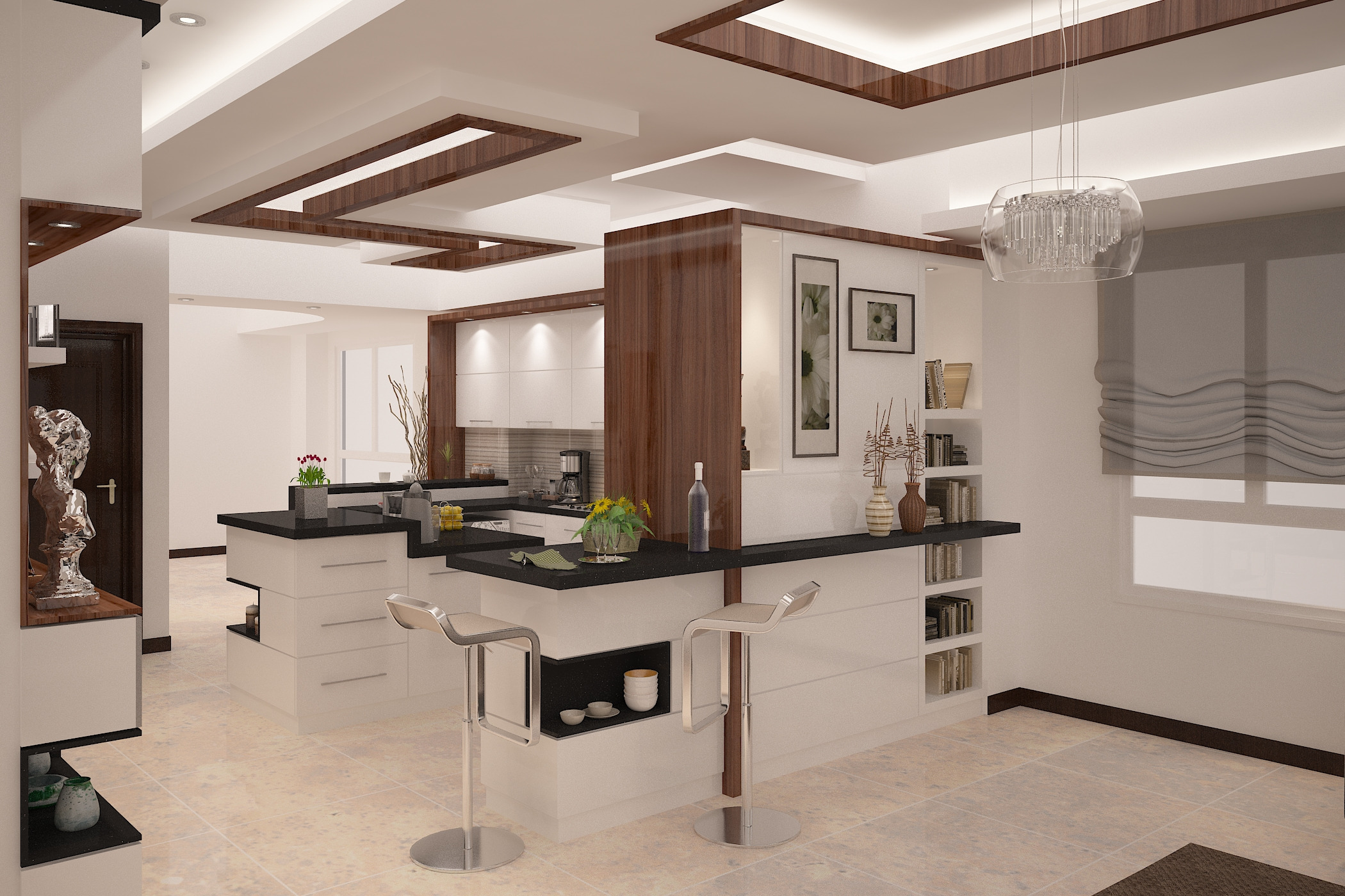 طراحی داخلی آشپزخانه و دکور واحد مسکونی در نیاوران