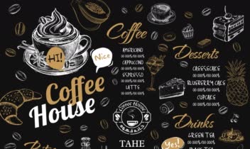 طراحی تابلو و بنر دیواری خانه قهوه