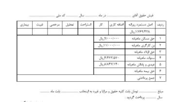 طراحی فیش حقوقی در اکسل