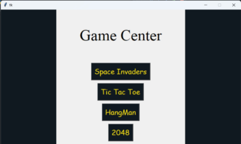 a Game center in python using tkinter and pygame