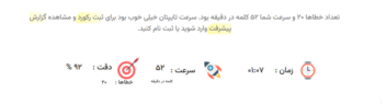 نمونه سرعت تایپ در سایت تایپو.