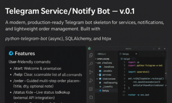 سرویس تلگرام/ربات اطلاع‌رسانی — (ربات پایتون ناهمگام با SQLAlchemy و Docker)