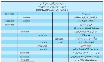 تهیه گزارش صورت سود و زیان در اکسل