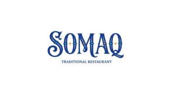 طراحی لوگو تایپ سنتی و اصیل برای رستوران Somaq با الهام از نقش‌ونگارهای ایرانی