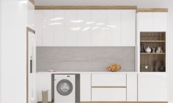 طراحی کابینت آشچزخانه که به طورت L اجرا شده است