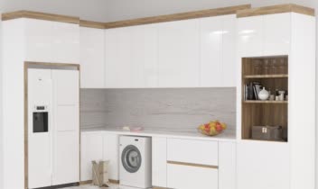طراحی کابینت آشچزخانه که به طورت L اجرا شده است