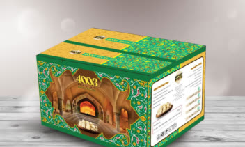 طراحی بسته بندی جعبه گز نورهان بلداجی