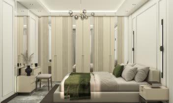 طراحی و رندر اتاق خواب به سبک نئوکلاسیک