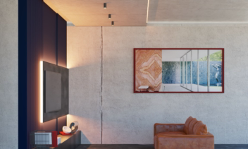 طراحی صفر تا صد فضای TV wall، انتخاب متریال و رنگ.