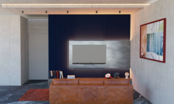 طراحی صفر تا صد فضای TV wall، انتخاب متریال و رنگ.