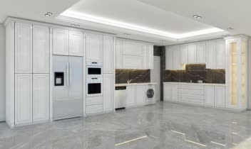 طراحی کابینت کلاسیک رنگ سفید و چوب