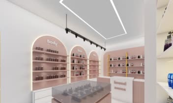 طراحی دکوراسیون فروشگاه لوازم ارایشی بهداشتی