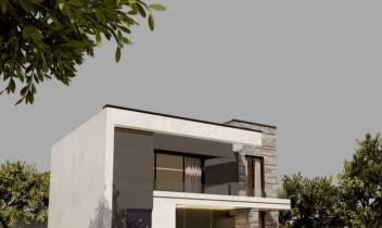 طراحی نمای مدرن ویلا سنگ مشکی سفید