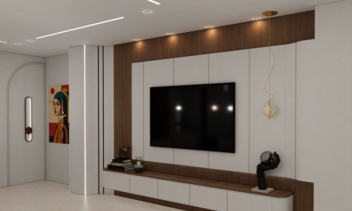 نمونه طراحی تی وی وال و پذیرایی به سبک مدرن