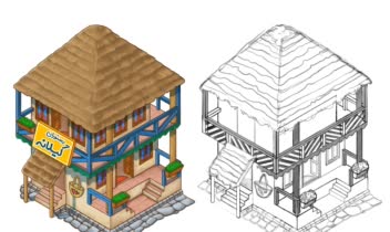 تصویرسازی ایزومتریک از رستوران برای بازی موبایلی
