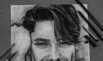 نقاشی با سیاه قلم و کنته روی کاغذ اشتنباخ