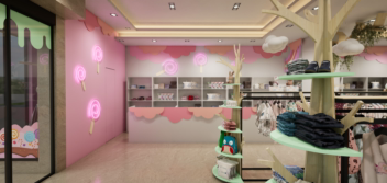 طراحی معماری فروشگاه پوشاک بچه گانه