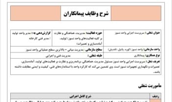 نمونه فایل ساخته شده برای شرح وظایف پرسنل پیمانکار