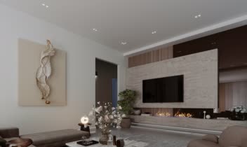 طراحی و رندر نشیمن آپارتمان مسکونی