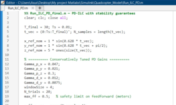 پروژه طراحی iterative Learning Control روی کواد کوپتر با simulink matlab