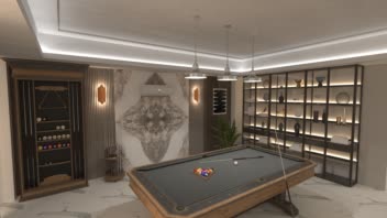 طراحی دکوراسیون فضای تفریحی مدرن و مینیمال سالن نشیمن کنار استخر
