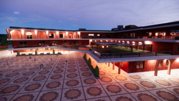 طرحی نما و 3D مدرسه‌ی ابتدایی طبق معماری مدرن و ایرانی