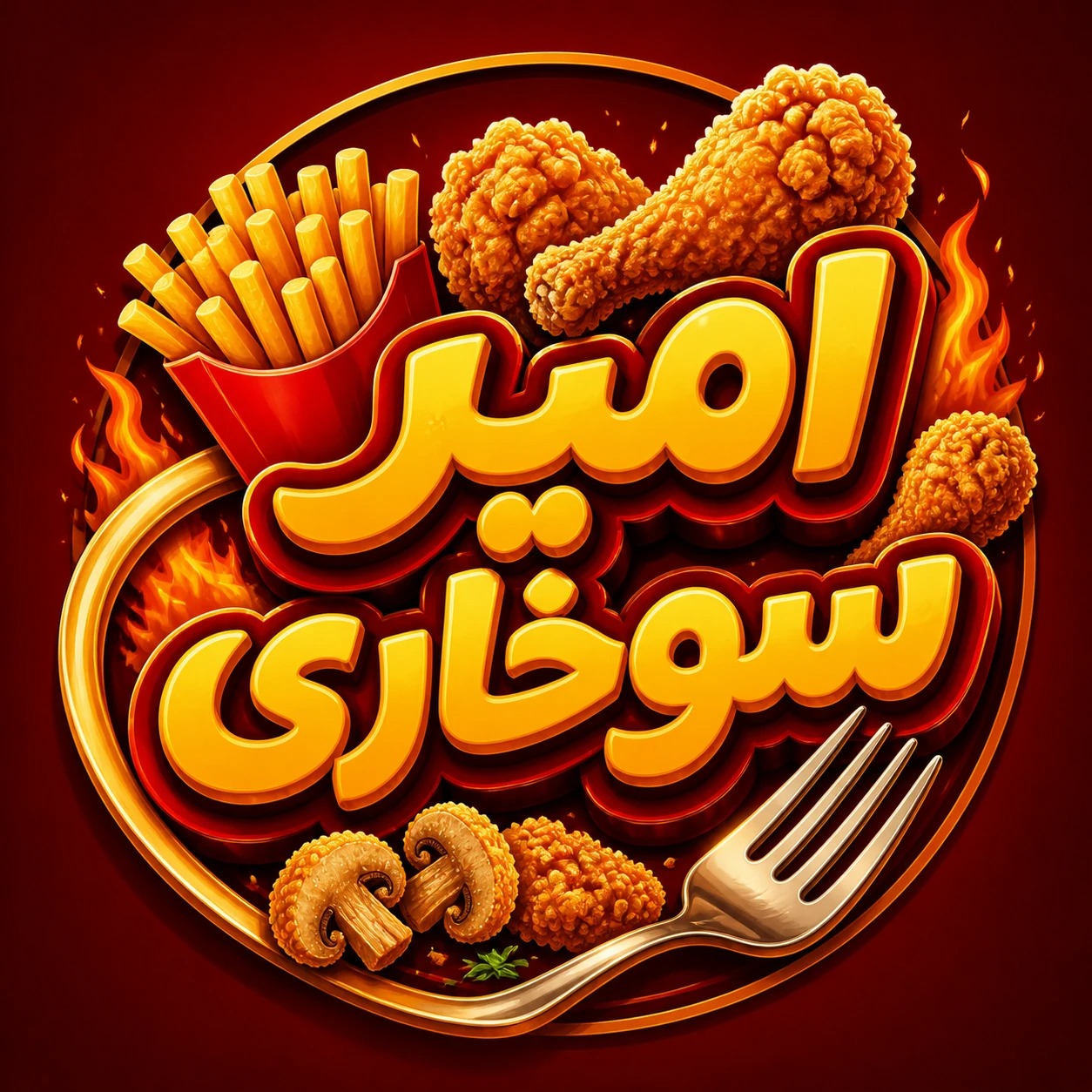 طراحی لوگو فست فود امیر سوخاری