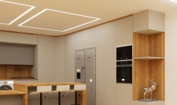 طراحی سه بعدی کابینت به همراه کافی بار