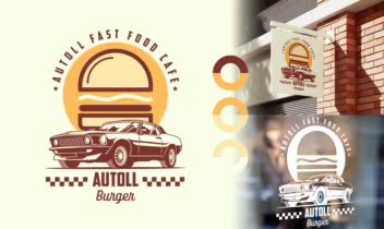طراحی لوگو مجموعه Autoll Burger (کافه فست‌فود)