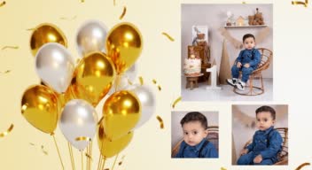 طراحی صفحه‌ای از آلبوم کودک با تم تولد