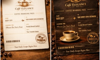 طراحی خلاقانه کارت ومنوی کافی شاپCafe Elgance