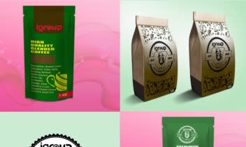 طراحی بسته بندی یک کیلویی و پنج کیلویی قهوه دانه