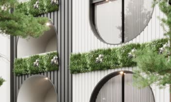 طراحی نما ساختمان چهار طبقه سبک مدرن