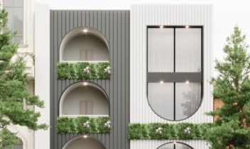 طراحی نما ساختمان چهار طبقه سبک مدرن