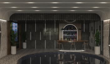 طراحی بار داخل استخر باغ ویلا.