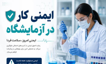 پوستر آموزشی و اطلاع‌رسانی درباره ایمنی کار در آزمایشگاه