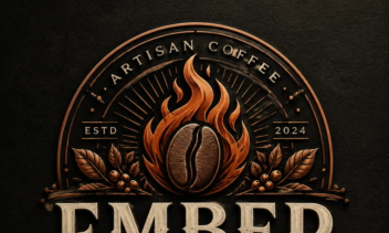 طراحی نشان تجاری (Emblem) و هویت بصری برند قهوه EMBER ROAST