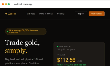Zarrin  . A modern, full-stack gold trading platform. Buy, hold, and sell physical 18-karat gold with real-time pricing, instant settlement, and a beautifully crafted UI.