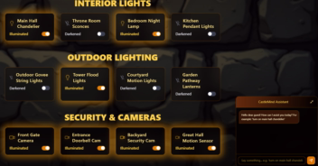 کنترل هوشمند چراغها با چت مبتی بر هوش مصنوعی - https://castle-smart-dashboard-lqym.vercel.app/