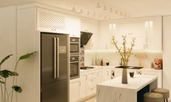طراحی آشپزخانه نئوکلاسیک با رویکرد مدرن و اجرایی