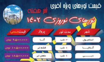 پست برای آژانس هواپیمایی ویژه تور نوروزی