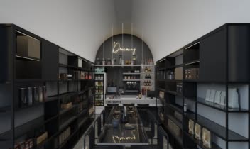 طراحی و رندرینگ کافی بار به سبک مدرن