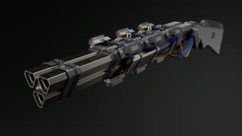 Cerulean Systems - Triple Barrel Shotgun طراحی مدل و Game Asset