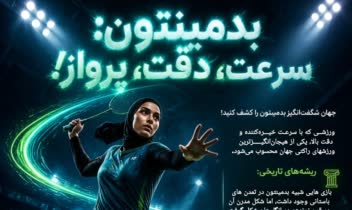پوستر تاریخچه بدمینتون با هوش مصنوعی و برنامه اینشات