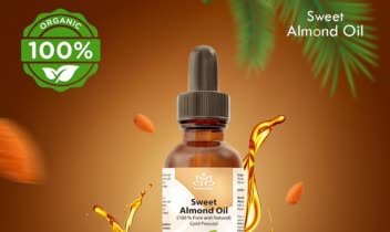 طراحی بنر محصول برای حیطه کاری آرایشی و بهداشتی روغن بادام