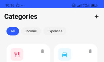 اپلیکیشن مدیریت هزینه ها با قابلیت افزودن دسته بندی