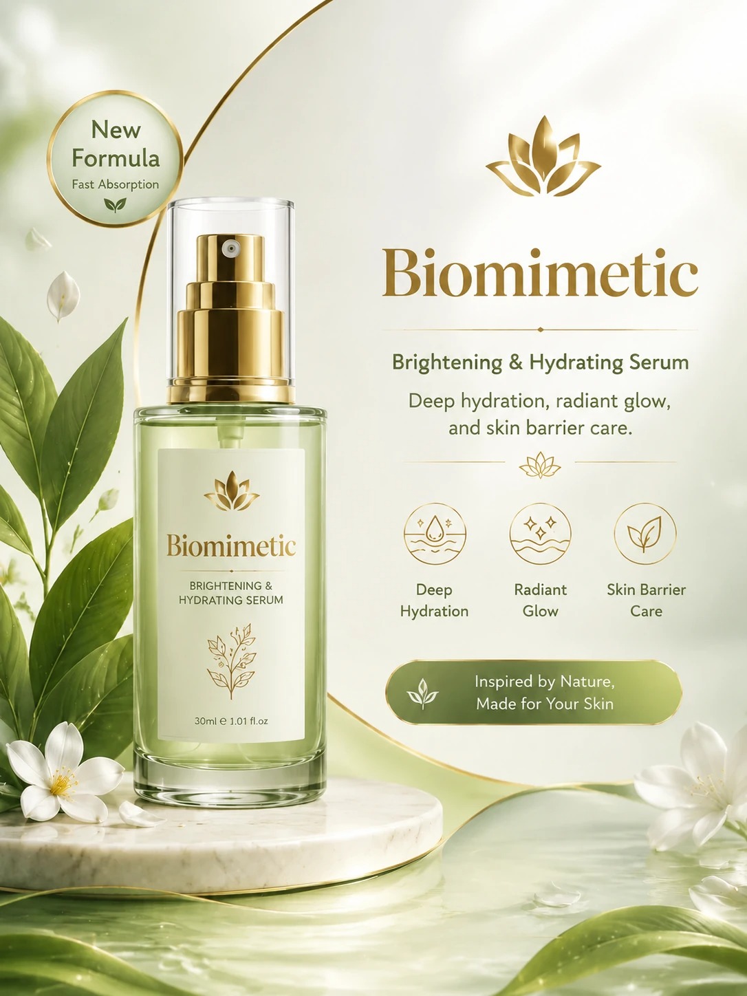 طراحی پوستر محصول مراقبت پوست با هویت بصری طبیعی و پریمیوم