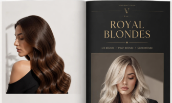 طراحی برندینگ لوکس و کاتالوگ حرفه‌ای سالن زیبایی VENUS