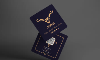 طراحی کارت ویزیت مربعی برند جرسی (پشت و رو)